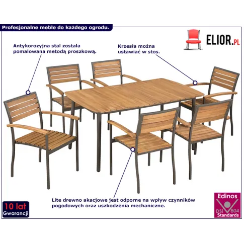 Zestaw brązowo-czarnych mebli ogrodowych Gordon 3X infografika