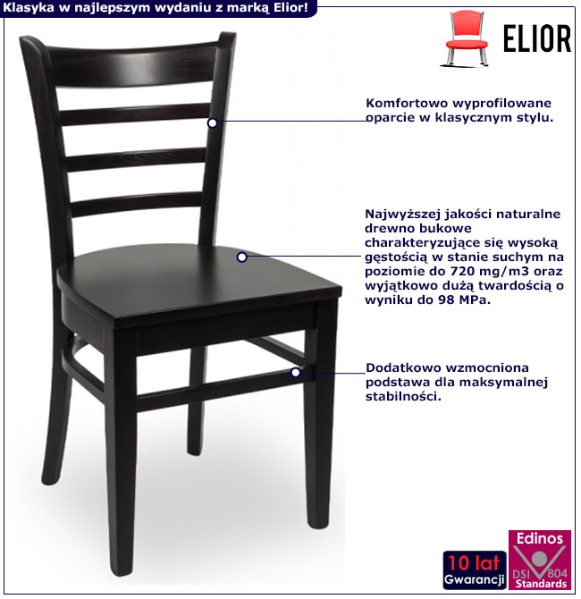 Drewniane krzesło restauracyjne Agdo 3X wenge
