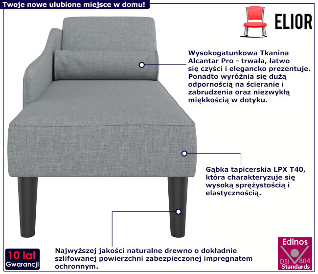 Jasnoszara leżanka Dalina