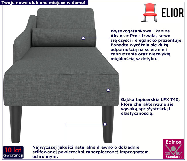 Ciemnoszara leżanka Ores
