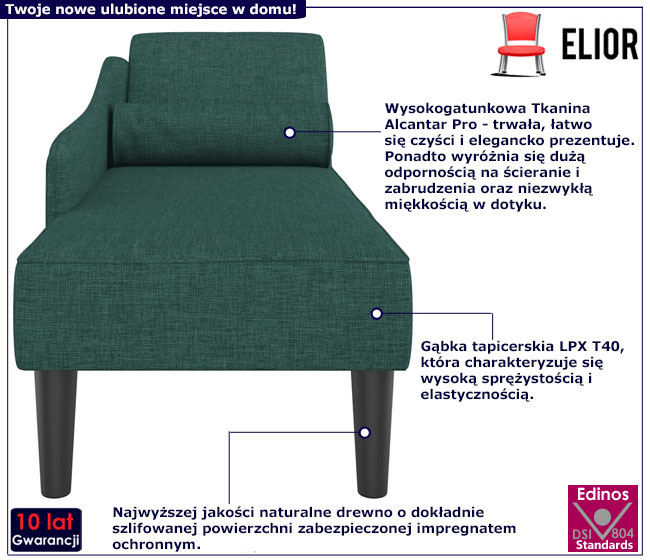 Zielona leżanka Dalina