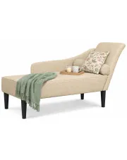 Kremowy tapicerowany tkaniną szezlong - Ores w sklepie Edinos.pl