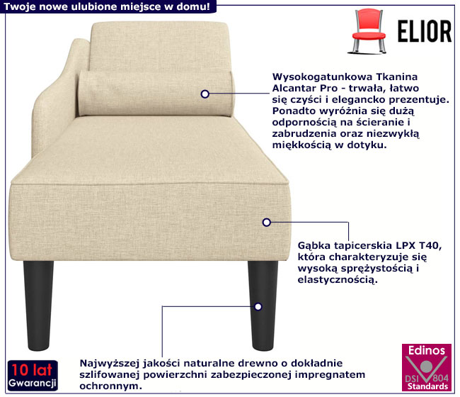 Kremowa leżanka Ores