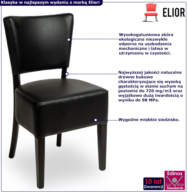 Drewnaine krzesło tapicerowane czarne wenge Calamus 5X
