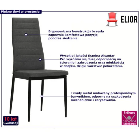 Ciemnoszare tapicerowane krzesło Perks