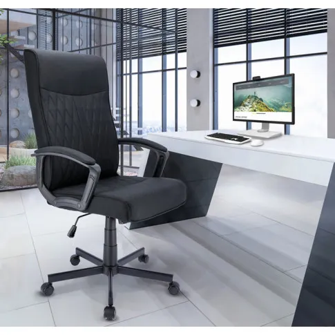 Wizualizacja czarnego fotela obrotowego Foxior 3X