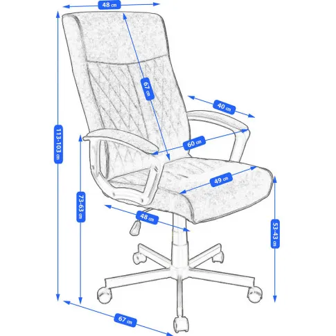 Wymiary regulowanego fotela obrotowego Foxior 3X