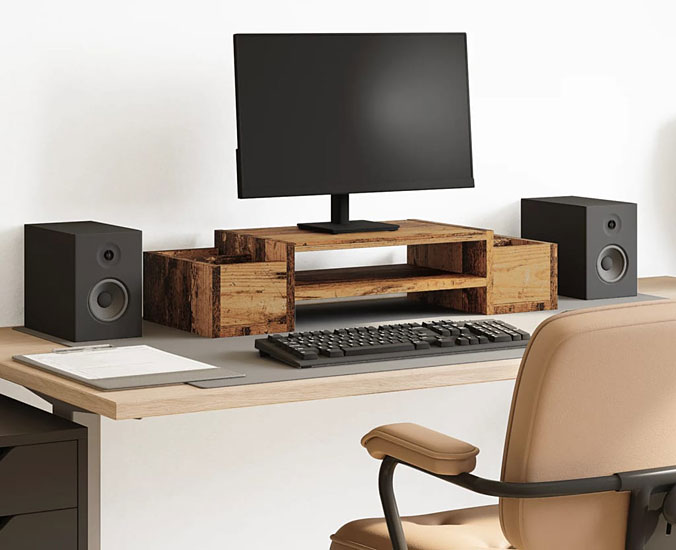 Prezentacja podstawki pod monitor Atenax stare drewno