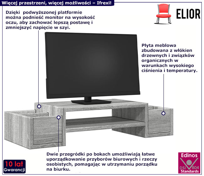 Nadstawka na biurko Atenax szary dąb