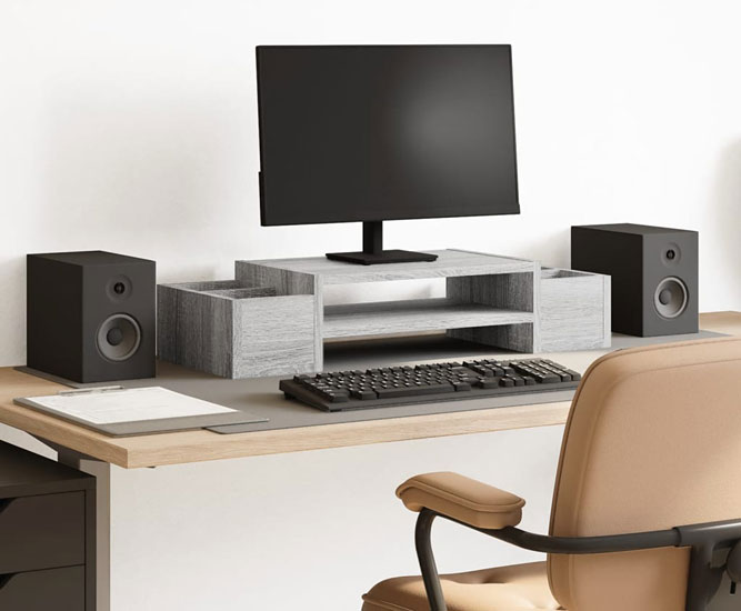 Prezentacja podstawki pod monitor Atenax szary dąb