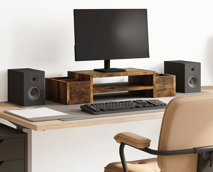 Prezentacja podstawki pod monitor Atenax wędzony dąb 