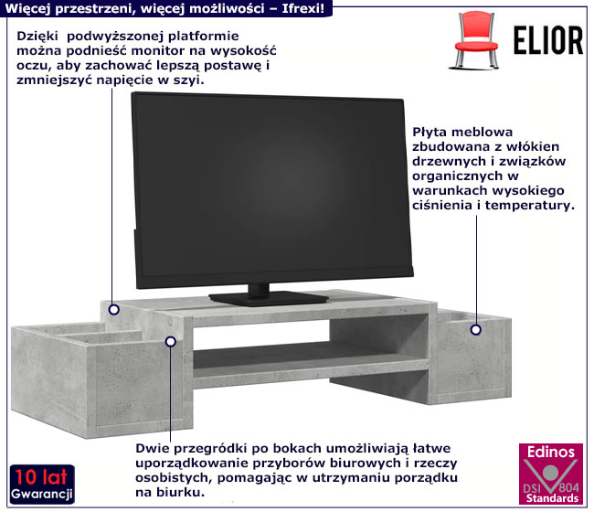 Nadstawka na biurko Atenax beton