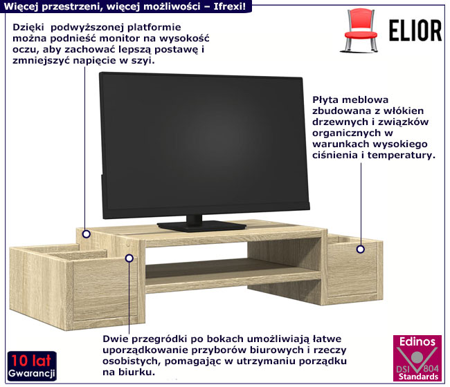Nadstawka na biurko Atenax dąb sonoma