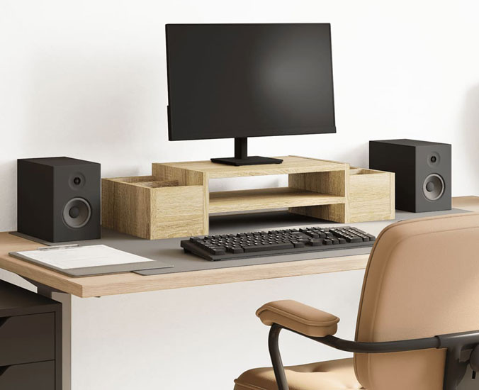 Prezentacja podstawki pod monitor Atenax dąb sonoma