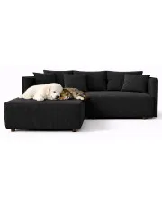 Czarna rozkładana nowoczesna sofa narożna - Tentis w sklepie Edinos.pl
