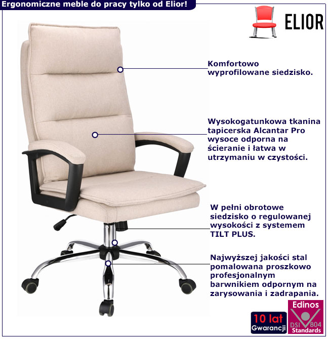 Beżowy biurowy fotel obrotowy Coperturs