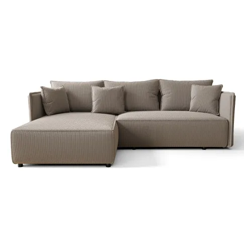 Jasnobrązowa sofa narożna sztruksowa Oreza