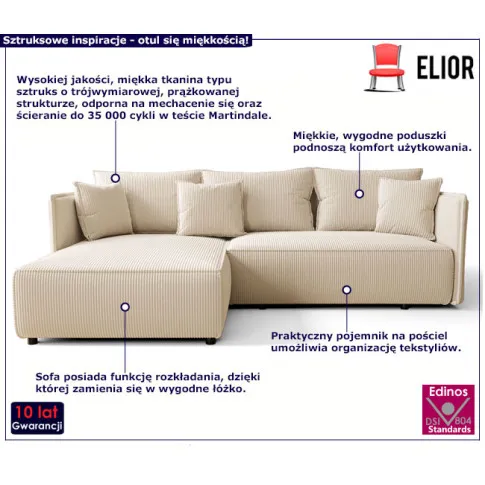 Rozkładana sofa narożna Oreza