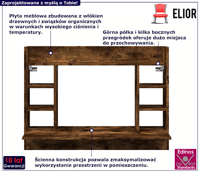 Biurko ścienne Emit przydymiony dąb