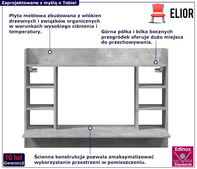 Biurko ścienne Ukross beton
