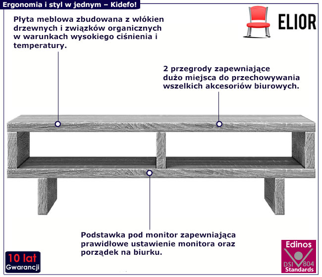 Podstawka pod monitor Izora szary dąb 