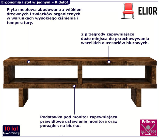 Podstawka pod monitor Kidefo przydymiony dąb 