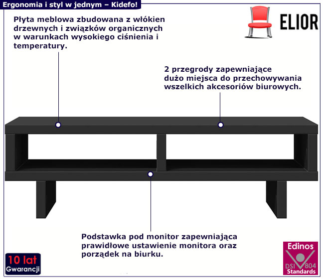 Podstawka pod monitor Kidefo czarny 