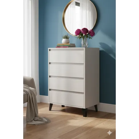 Kaszmirowa komoda z 4 szufladami na nóżkach   Bilgo 5X