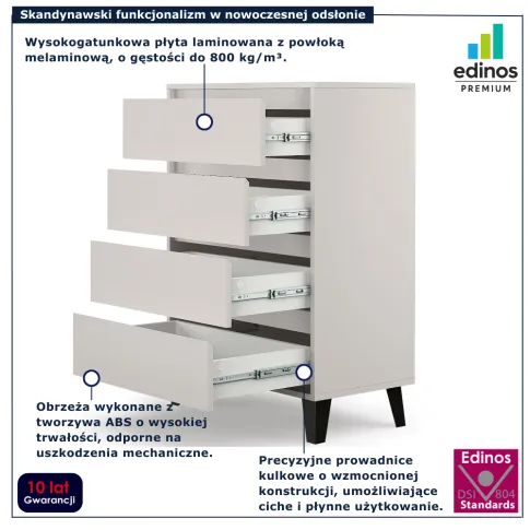 Kaszmirowa komoda z 4 szufladami Bilgo 5X