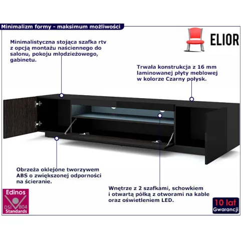 Fotografia Szafka pod TV wisząca lub stojąca czarny połysk - Talmis 4X z kategorii Szafki RTV
