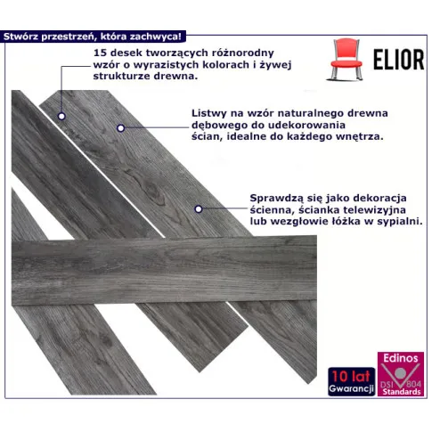 Zestaw paneli ściennych Lefior 4X kolor szary