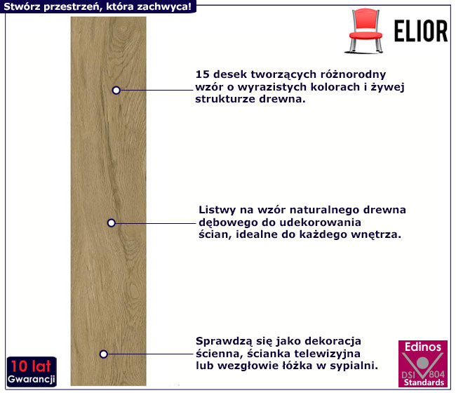 Panele ścienne Lefior 5X dąb