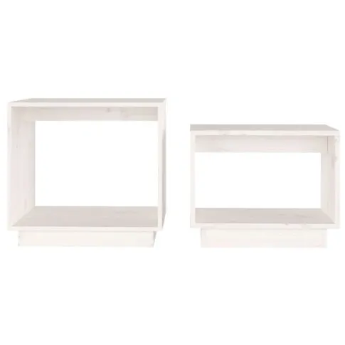 Szczegółowe zdjęcie nr 5 produktu Biały zestaw 2 drewnianych stolików kawowych - Otranto