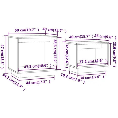 Szczegółowe zdjęcie nr 8 produktu Biały zestaw 2 drewnianych stolików kawowych - Otranto