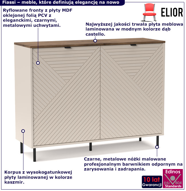 Kaszmirowa ryflowana komoda do salonu Milox 3X