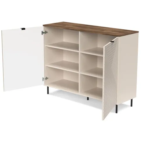 Komoda nowoczesna na nóżkach Fiassi 3X kaszmir + dąb castello