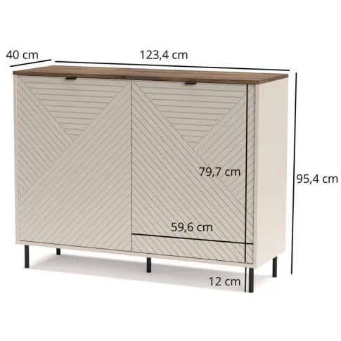 Wymiary ryflowanej komody Fiassi 3X