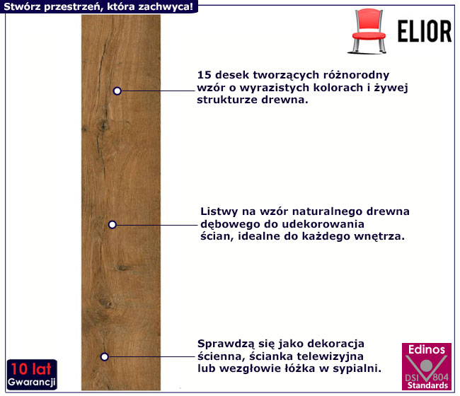 Panele ścienne Lefior 5X ciemny brąz
