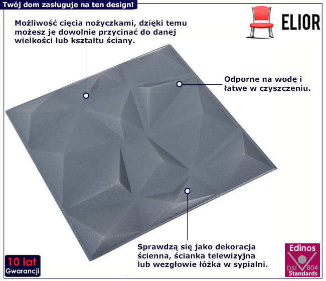 Panele ścienne Olexis 3X diamentowa szarość