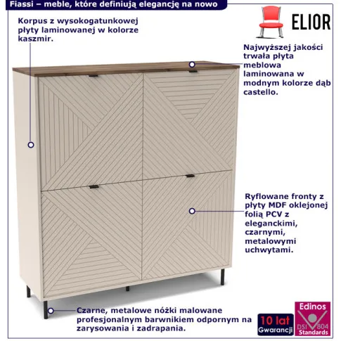 Kaszmirowa komoda na nóżkach do salonu Fiassi 8X
