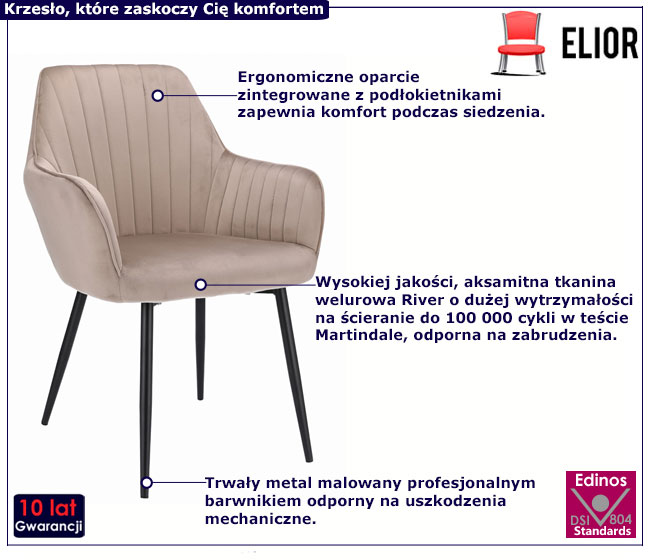 Beżowe welurowe krzesło z podłokietnikami Agva