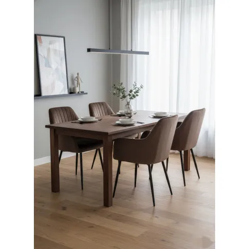 Brązowe welurowe eleganckie krzesło do stołu   Agva