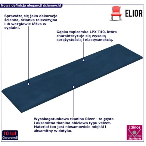 Materiałowy panel ścienny Hilevi kolor niebieski