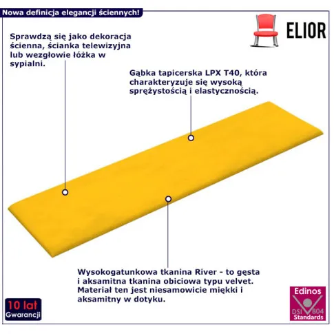 Materiałowy panel ścienny Hilevi kolor żółty