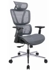 Szare ergonomiczne krzesło biurowe z zagłówkiem -  Aragos 3X w sklepie Edinos.pl