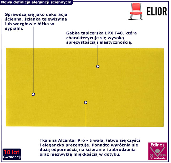 Żółte panele ścienne Obran 3X