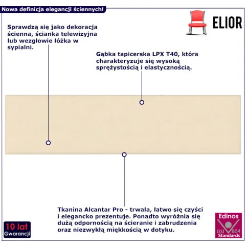 Materiałowy panel ścienny Mofux 4X kolor kremowy