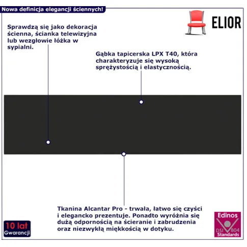 Materiałowy panel ścienny Mofux 4X kolor czarny