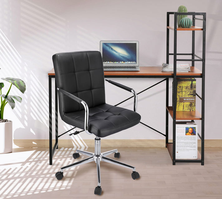 Wizualizacja krzesła biurowego z ekoskóry Alkatra 3X czarne