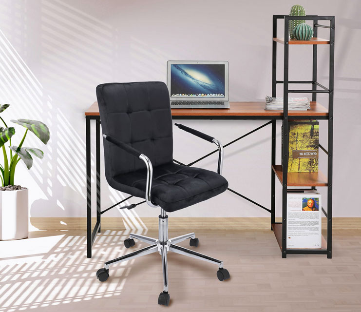 Wizualizacja krzesła biurowego welurowego Alkatra 4X czarne